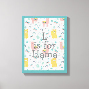 Cute Llama Baby Nursery Decor Canvas Afdruk