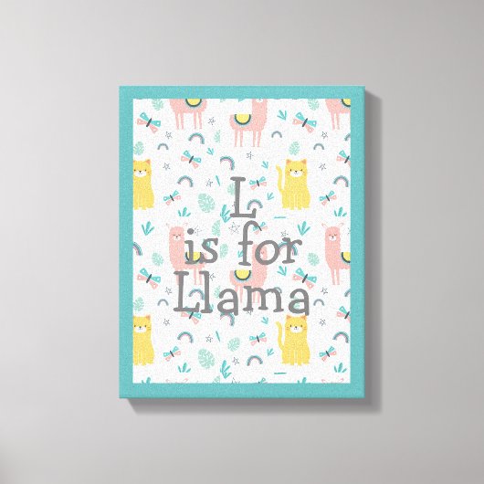 Cute Llama Baby Nursery Decor Canvas Afdruk (Voorkant)