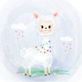 Cute Llama Baby shower Cake Topper Staand Fotobeeldje