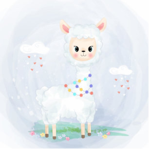 Cute Llama Baby shower Cake Topper Staand Fotobeeldje