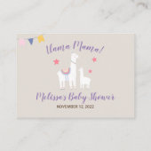 Cute Llama Baby shower Diaper Raffle Ticket Kaarte (Achterkant)