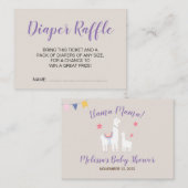 Cute Llama Baby shower Diaper Raffle Ticket Kaarte (Voorkant / Achterkant)