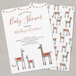 Cute Llama Baby shower Invitation Kaart
