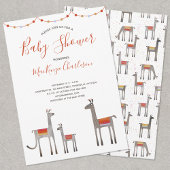 Cute Llama Baby shower Invitation Kaart