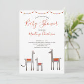 Cute Llama Baby shower Invitation Kaart (Staand voorkant)