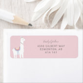 Cute Llama baby shower meisje roze en bruin Etiket (Insitu)