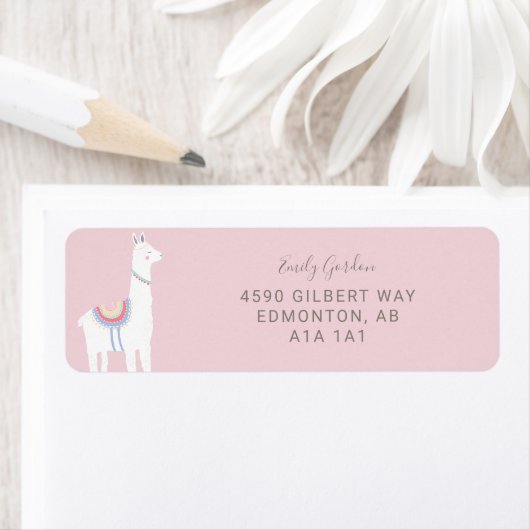 Cute Llama baby shower meisje roze en bruin Etiket (Insitu)