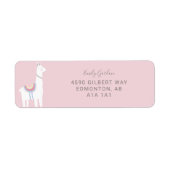 Cute Llama baby shower meisje roze en bruin Etiket (Voorkant)
