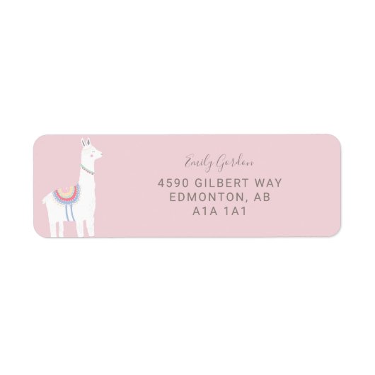 Cute Llama baby shower meisje roze en bruin Etiket (Voorkant)