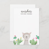 Cute Llama Baby Shower Wishes | Alpaca Activity Informatiekaartje (Voorkant / Achterkant)