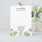 Cute Llama Baby Shower Wishes | Alpaca Activity Informatiekaartje (Staand voorkant)
