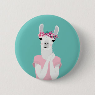 Cute Llama Badge Pin Button