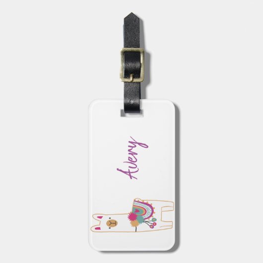 Cute llama bagagelabel (Voorkant verticaal)