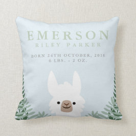Cute Llama Birth Announcement Stats Nursery Pillow Kussen