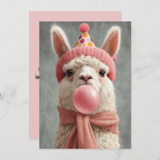Cute Llama Birthday Card (Voorkant / Achterkant)