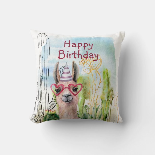 Cute Llama Birthday Kussen (Voorkant)