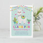 Cute Llama Birthday Rainbow Alpaca Fiesta Party Kaart (Staand voorkant)