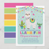 Cute Llama Birthday Rainbow Alpaca Fiesta Party Kaart (Voorkant / Achterkant)