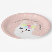 Cute Llama Blush Pink Floral Party Papieren Bordje (Gekanteld)