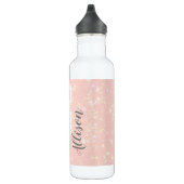 Cute Llama Blush Pink Floral Sparkle Stars Waterfles (Rechts)