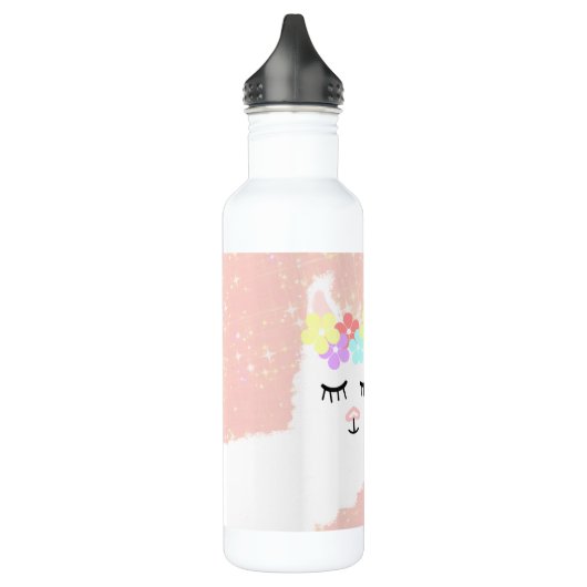 Cute Llama Blush Pink Floral Sparkle Stars Waterfles (Links)