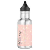 Cute Llama Blush Pink Floral Sparkle Stars Waterfles (Rechts)