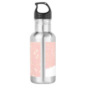 Cute Llama Blush Pink Floral Sparkle Stars Waterfles (Achterkant)