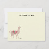 Cute Llama Boho Hand-Painted Personalized Cream Notitiekaartje (Voorkant)
