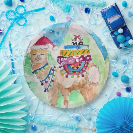 Cute Llama-Bord voor kerstschilderijen Papieren Bordje (Feest)