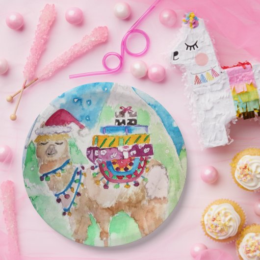 Cute Llama-Bord voor kerstschilderijen Papieren Bordje (Feest)