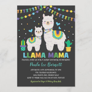 Cute Llama Boy Baby shower/Fiesta Cactus Alpaca Kaart