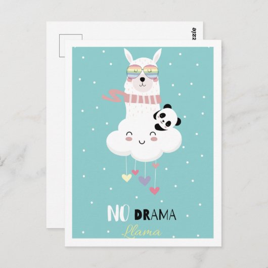 Cute llama briefkaart (Voorkant / Achterkant)