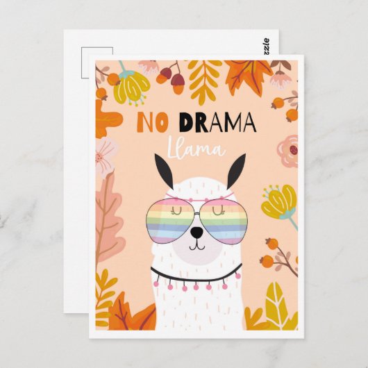 Cute llama briefkaart (Voorkant / Achterkant)