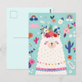 Cute llama briefkaart (Voorkant / Achterkant)