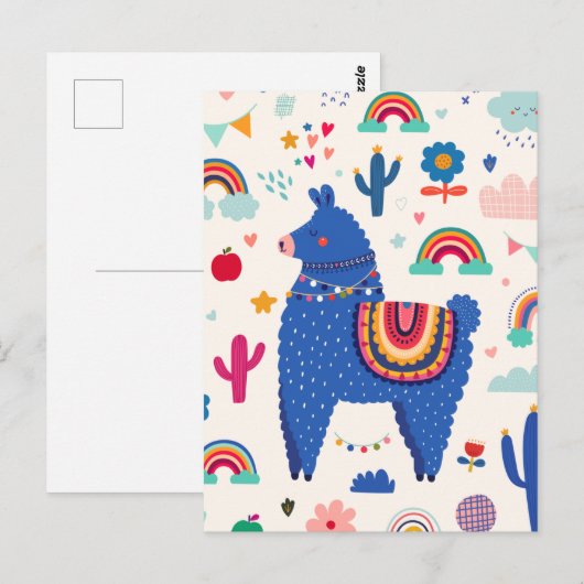 Cute llama briefkaart (Voorkant / Achterkant)