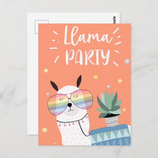 Cute llama briefkaart (Voorkant / Achterkant)