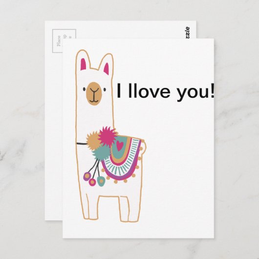 Cute llama briefkaart (Voorkant / Achterkant)