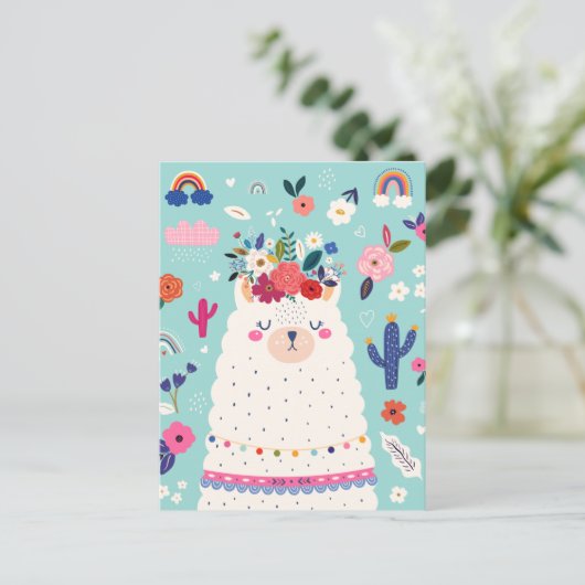 Cute llama briefkaart (Staand voorkant)