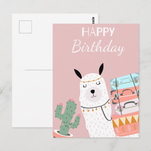 Cute llama briefkaart (Voorkant / Achterkant)
