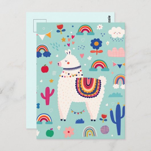 Cute llama briefkaart (Voorkant / Achterkant)