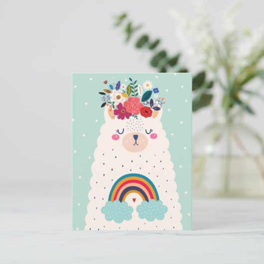 Cute llama briefkaart (Staand voorkant)