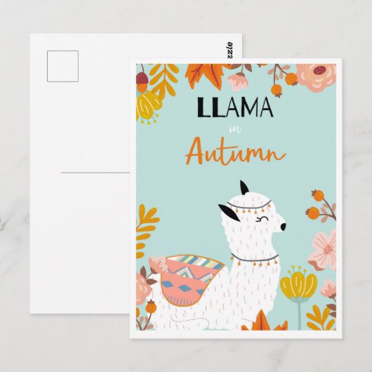 Cute llama briefkaart (Voorkant / Achterkant)