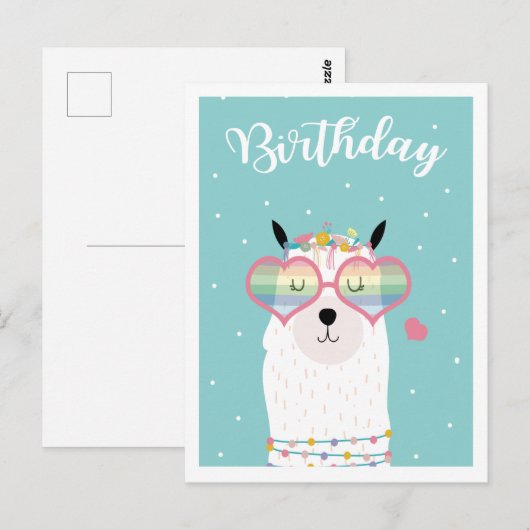 Cute llama briefkaart (Voorkant / Achterkant)