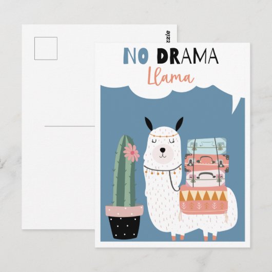 Cute llama briefkaart (Voorkant / Achterkant)