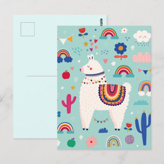 Cute llama briefkaart (Voorkant / Achterkant)