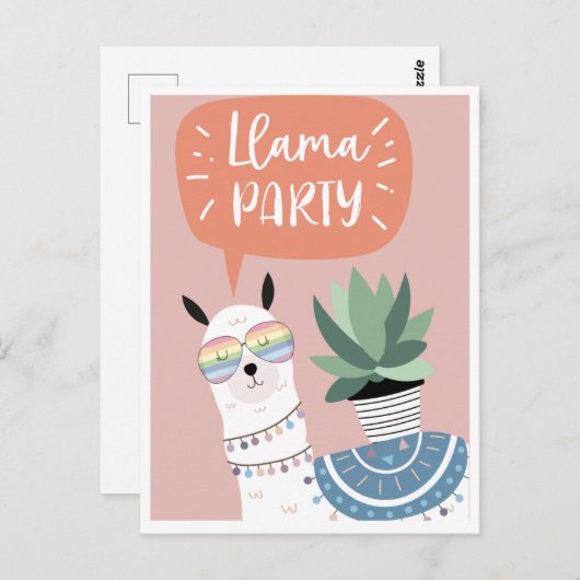 Cute llama briefkaart (Voorkant / Achterkant)