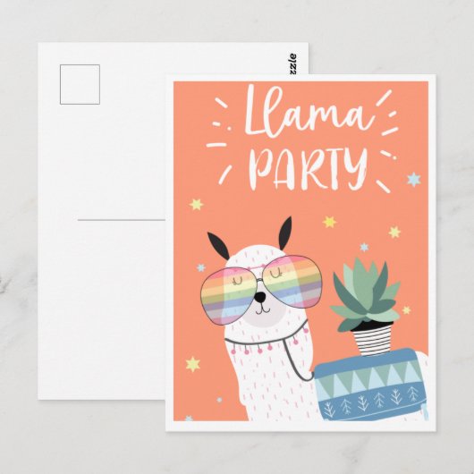 Cute llama briefkaart (Voorkant / Achterkant)