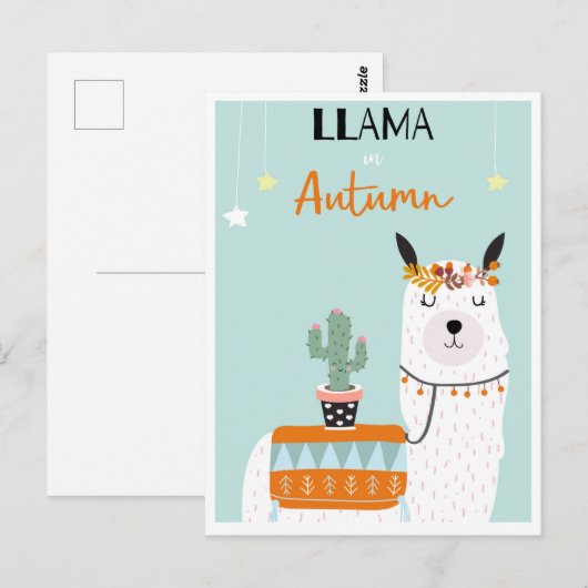 Cute llama briefkaart (Voorkant / Achterkant)