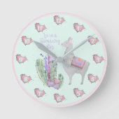 Cute Llama Cactus Hearts - heb een lastige dag Ronde Klok (Voorkant)