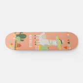 Cute Llama Cactus Party Girly Personalized Persoonlijk Skateboard (Horizontaal)